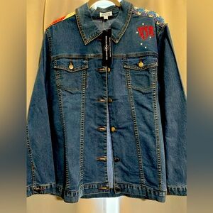 Bradford Exchange denim patriotic jacket size large NWT